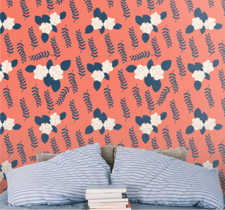 Punaisten saniaisten järjestely kukkatapetti - Tenstickers