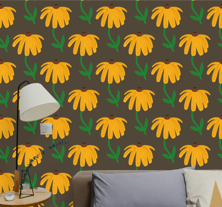 Kukkainen tunnuskuvio kukkatapetti - Tenstickers