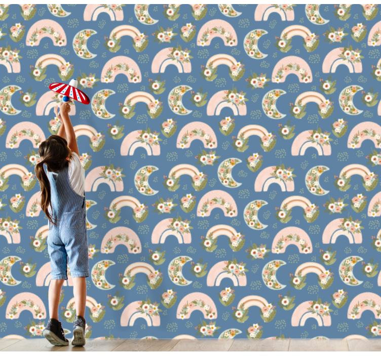 Kukkaisia sateenkaareja vauvanhuoneen tapetti - Tenstickers