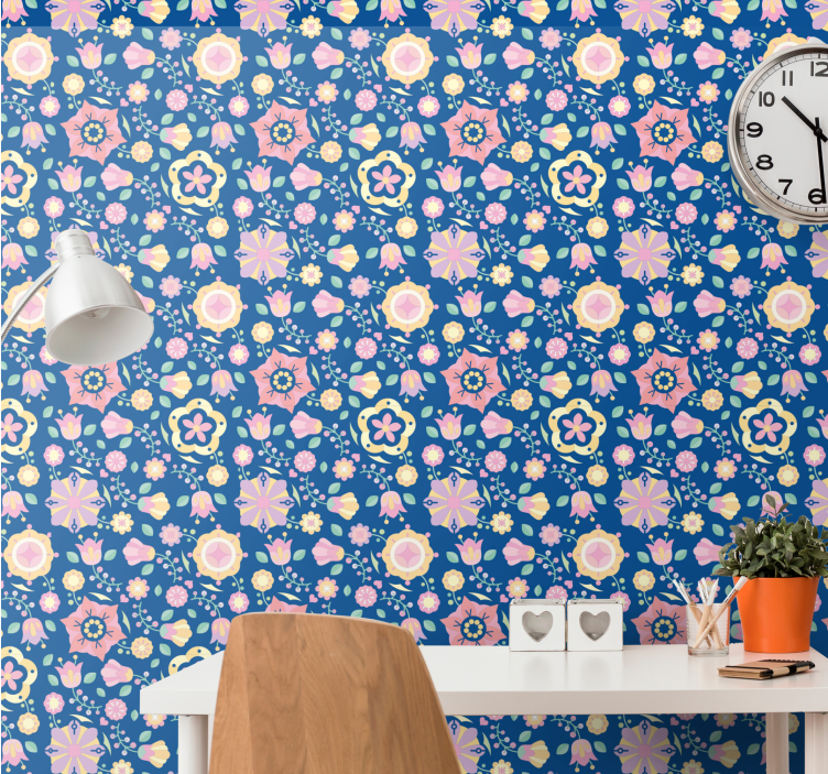 Kukkakukkien koostumus kukkatapetti - Tenstickers