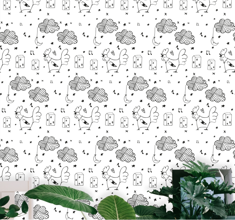 Kukko sarjakuva kuvio eläintapetti - Tenstickers