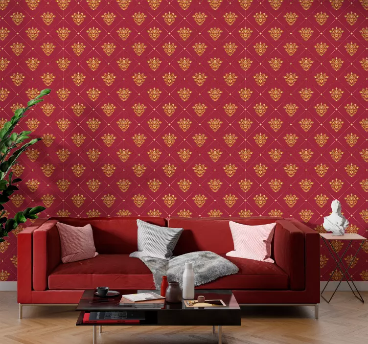 Kultainen damask-kuvio barokkitapetti - Tenstickers