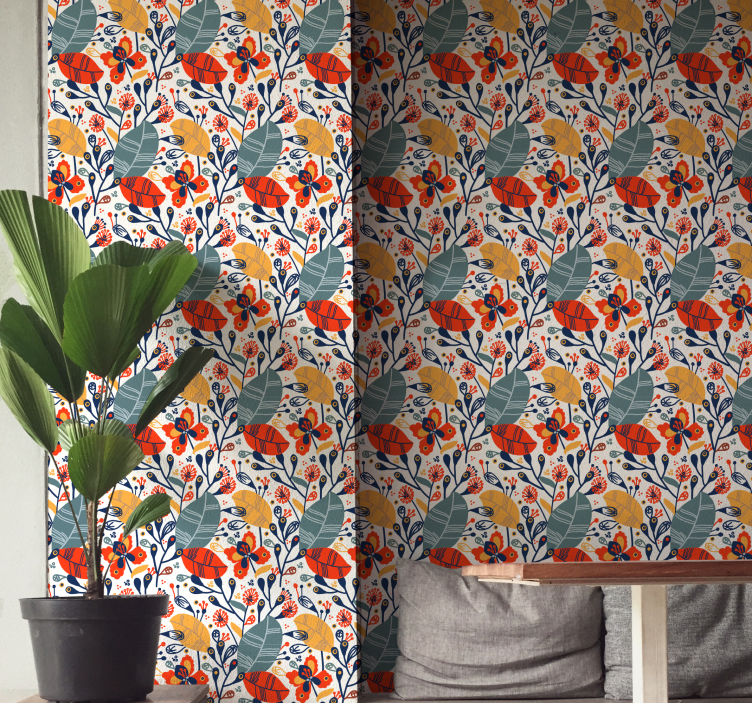 Luonnonvaraisia kukkia kukkatapetti - Tenstickers