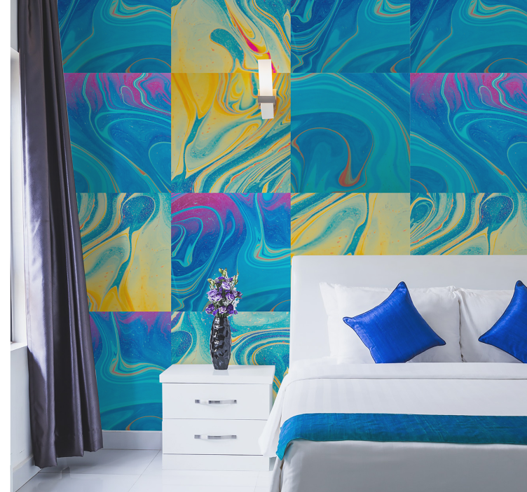 Marmoroituja pyörteitä abstrakti tapetti - Tenstickers