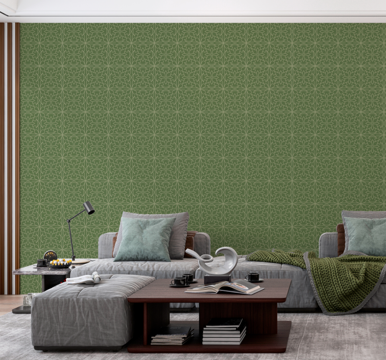 Minimalistinen damask-kuvio barokkitapetti - Tenstickers