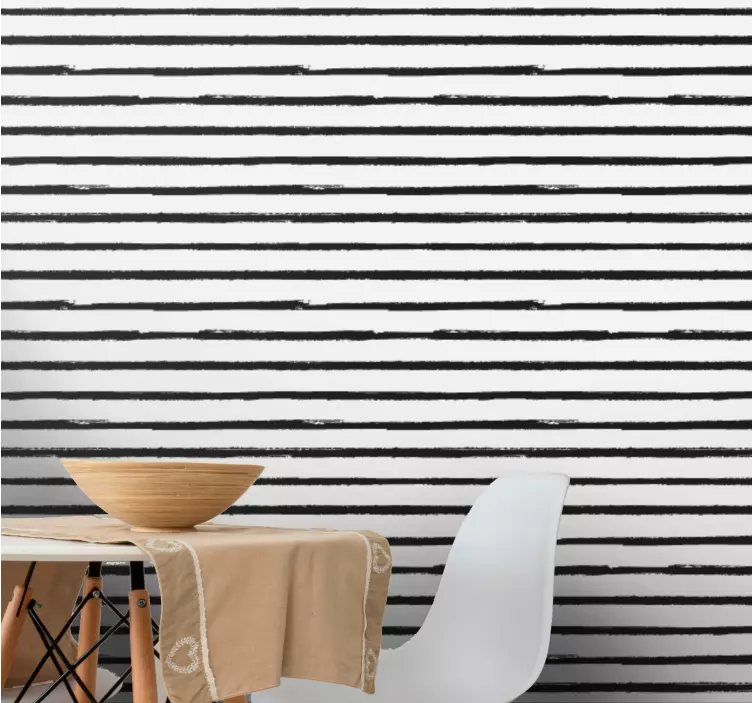 Minimalistiset mustat raidat vaakaraita tapetti - Tenstickers