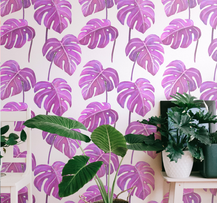 Monstera deliciosa lehti tapetti - Tenstickers