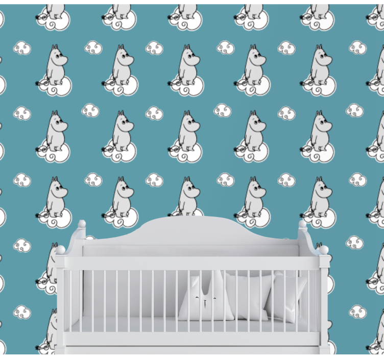 Muumi pilvessä lastenhuoneen tapetti - Tenstickers