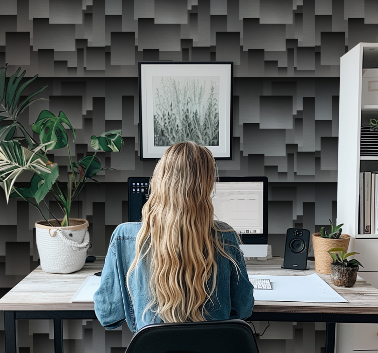 Neliön muotoilu musta tapetti - Tenstickers