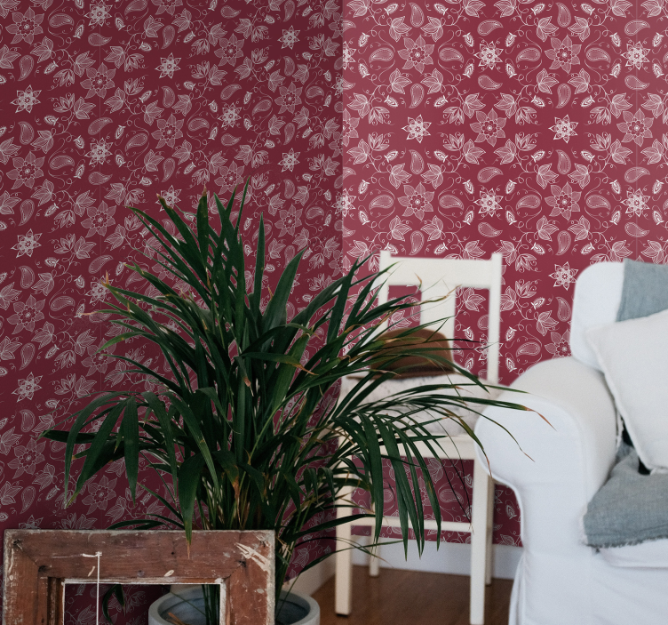 Kauniita paisley kukkia ornamentti tapetti - Tenstickers