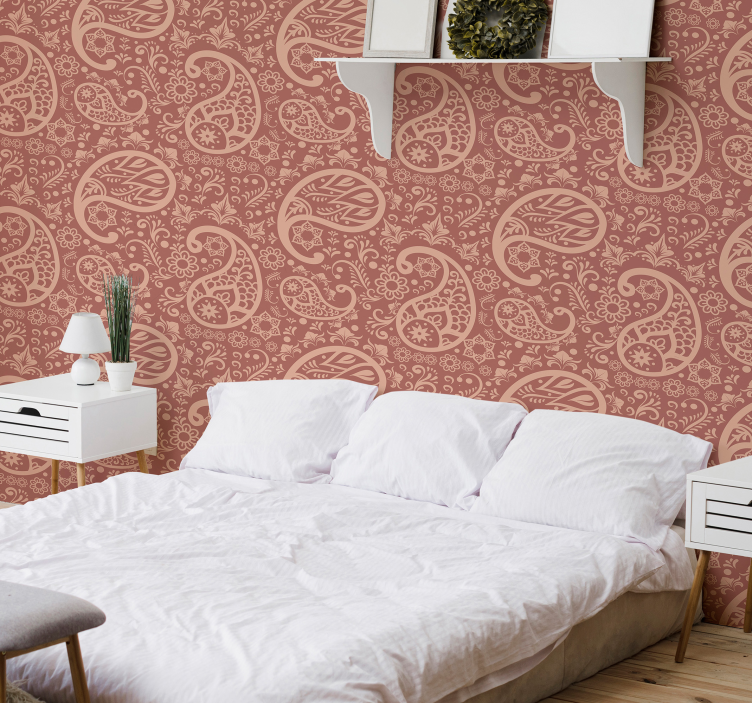 Kaunis paisley-malli ornamentti tapetti - Tenstickers