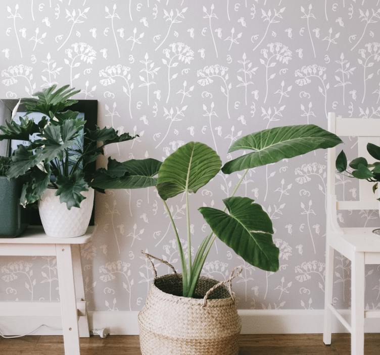 Piirrettyjä kukkia kukkatapetti - Tenstickers