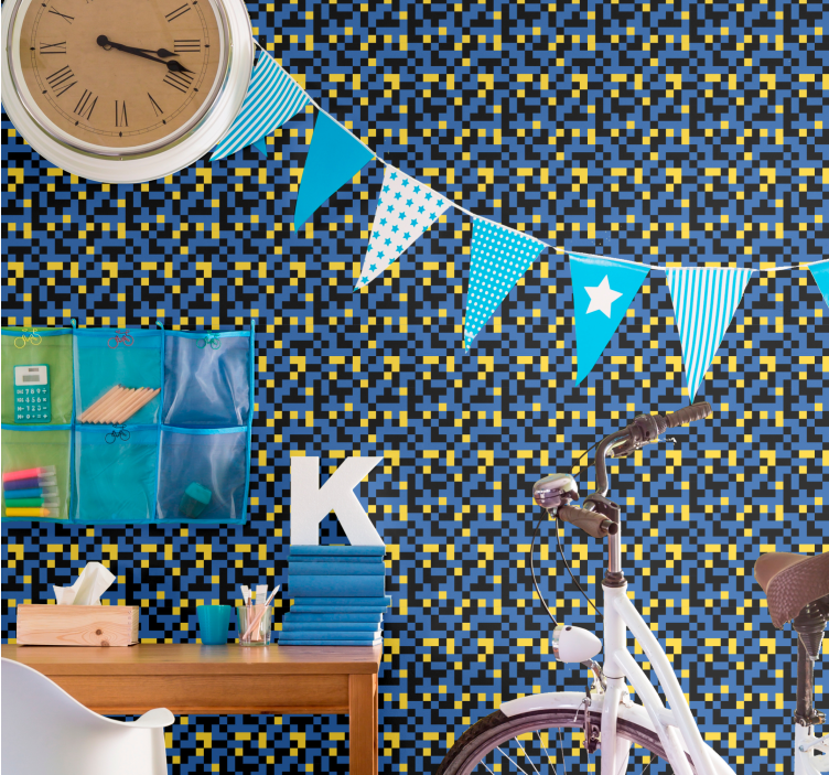 Pikselöityjä värilohkoja geometrinen tapetti - Tenstickers