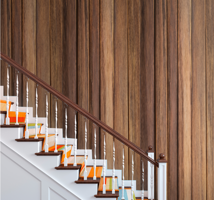 Puiset seinät ja lattiat vanhentuneella pinnalla puukuviotapetti - Tenstickers