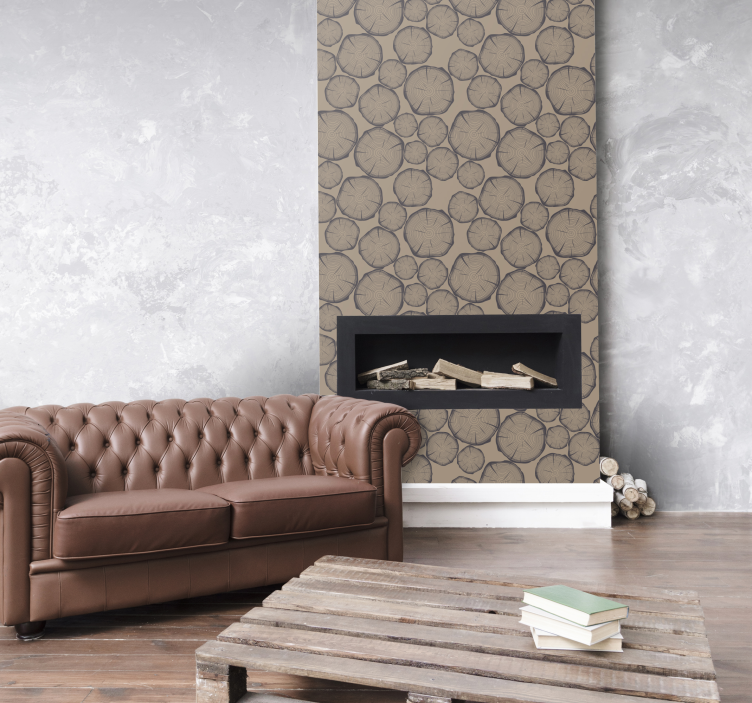 Puun runko maalaismainen tapetti - Tenstickers