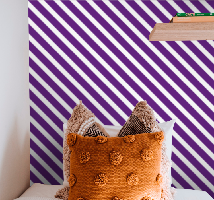 Pystysuora valkoinen ja violetti kuvio Raitatapetti - Tenstickers