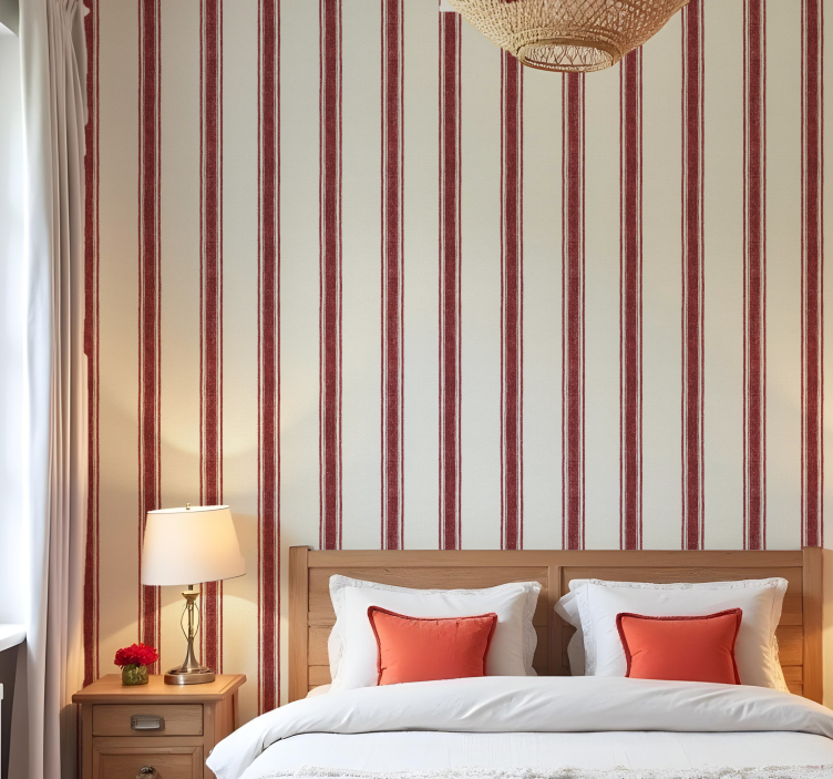 Pystysuorat punaiset viivat geometrinen taustakuva - Tenstickers