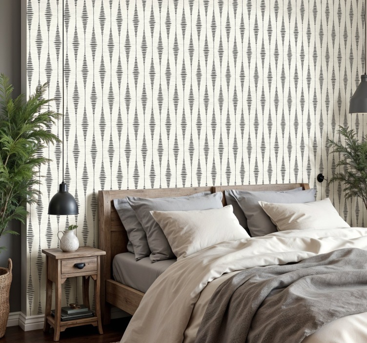 rabaul ikat harmaa ja beige geometrinen taustakuva - Tenstickers