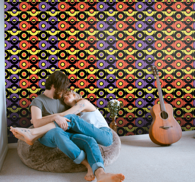 Retro ympyrät kuvio Muu vintage tapetti - Tenstickers