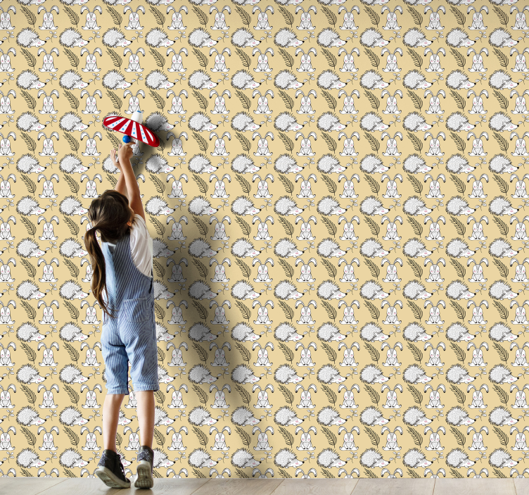 Ihana siilit ja kani tapetti lastenhuoneeseen - Tenstickers