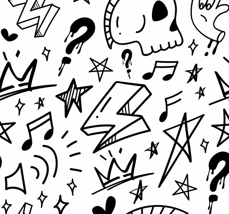 Siistiä merkkikuviota Nuoren huoneen tapetti - Tenstickers