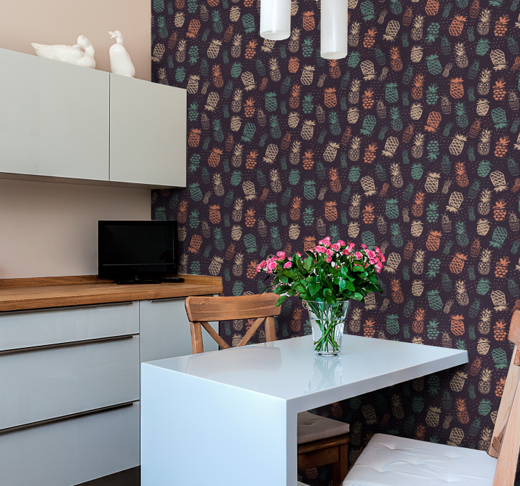 Sininen ananas retro tapetti Muu vintage tapetti - Tenstickers