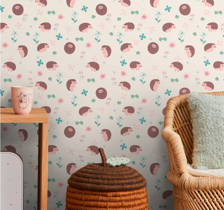 Söpöjä siilikuvioita eläintapetti - Tenstickers