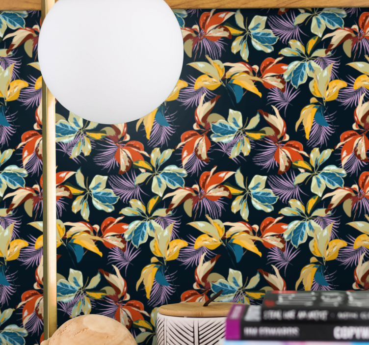 Tiikeri lilja kukkakuvio kukkatapetti - Tenstickers