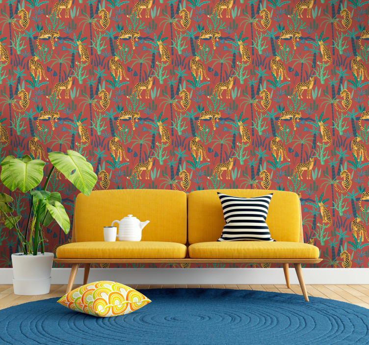 Trooppinen viidakkokohtaus eläintapetti - Tenstickers