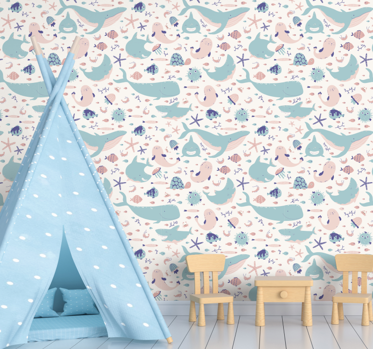 Tummat ja vaaleansiniset hait eläintapetti - Tenstickers