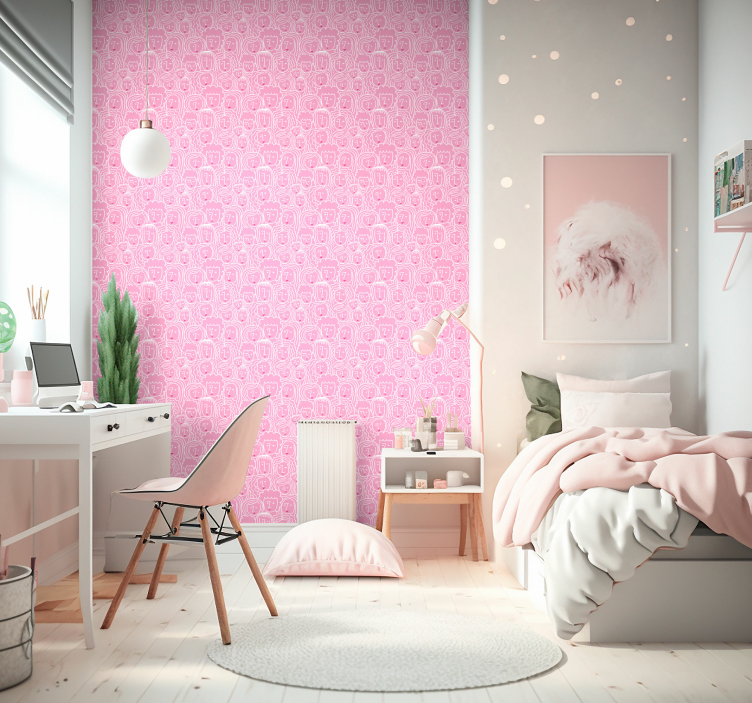 Tyttöjen kasvot taiteellinen tapetti - Tenstickers