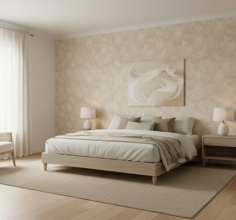 Tyylikäs ruskea abstrakti fani lehtitapetti - Tenstickers