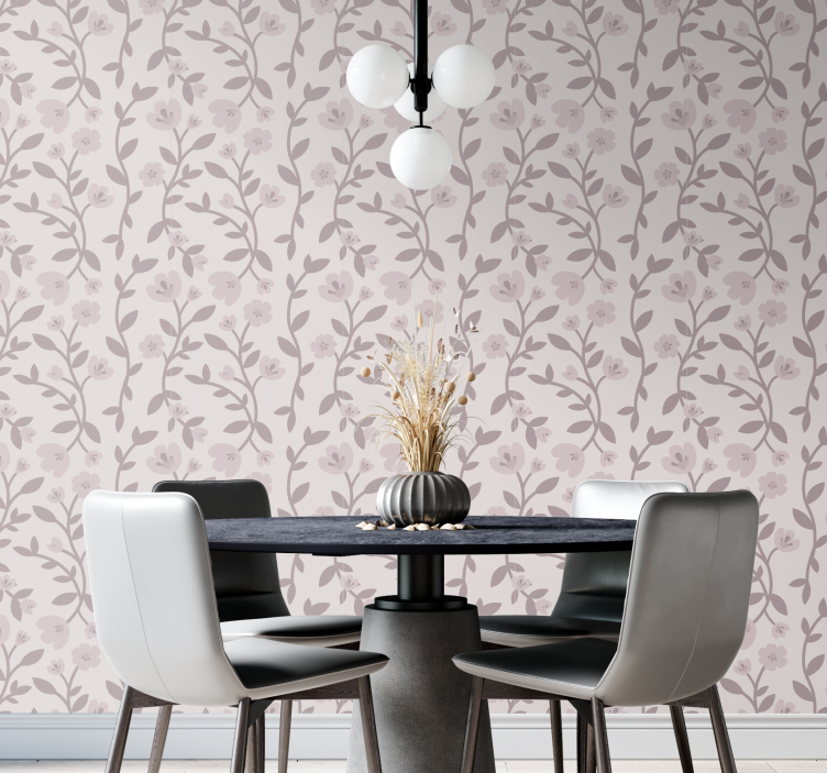 Tyylikkäät kukkasiluetit kukkatapetti - Tenstickers