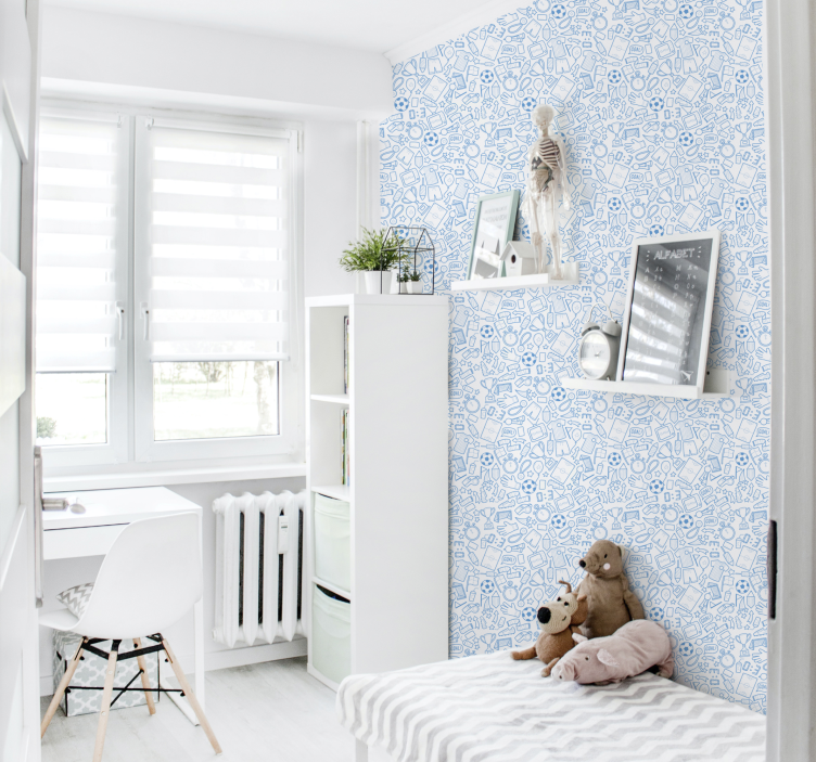 Urheilu doodle kuvio vauvanhuoneen tapetti - Tenstickers