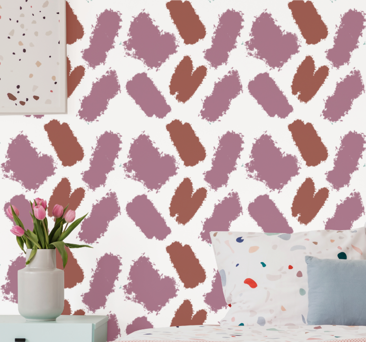 Vaaleanpunainen ja punainen maaliroiske taide tapetti - Tenstickers