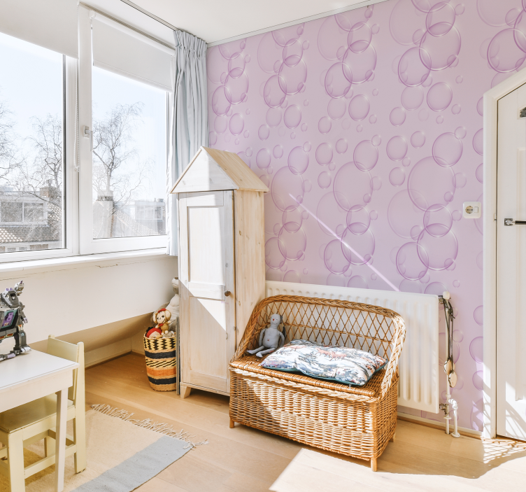 Vaaleanpunainen kuplia lasten malli tapetti - Tenstickers