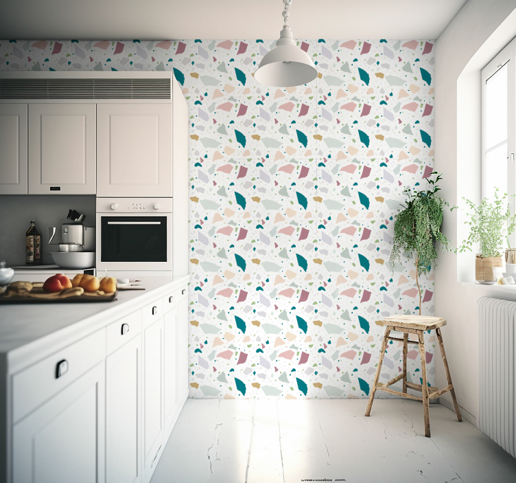 Välimerellinen terrazzo-kuvio tapetti keittiöön - Tenstickers
