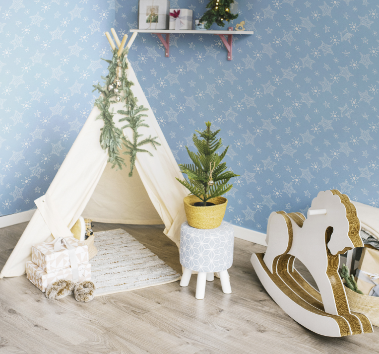 Valkoiset ja siniset tähdet tähtitapetti - Tenstickers