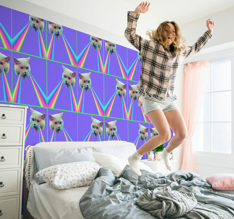 Vaporwave laser kissan tapetti - Tenstickers