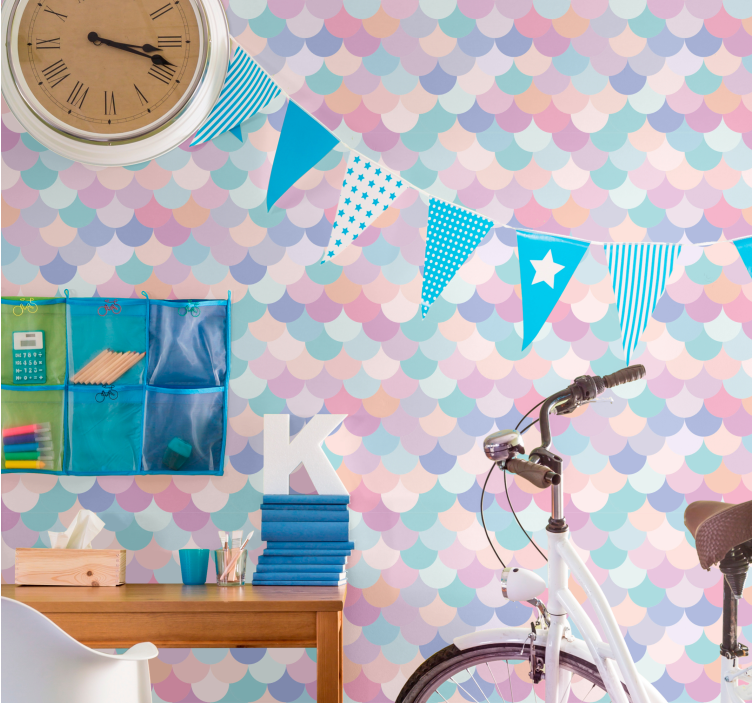 Asteikot pehmeillä sävyillä eläimet tapetti - Tenstickers