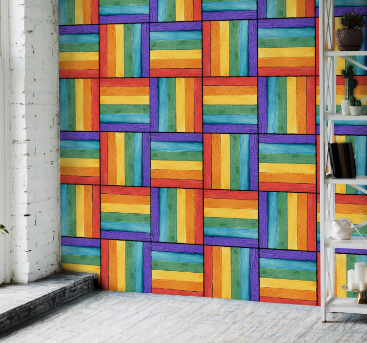 Värikäs geometrinen kuvio geometrinen tapetti - Tenstickers