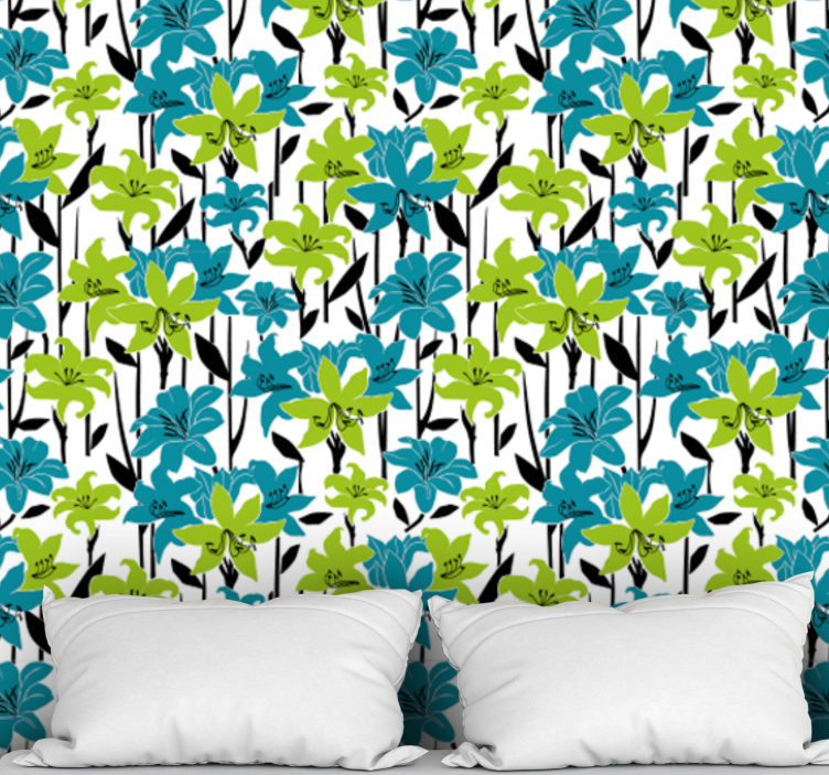 Värikäs kukka kukinta kukkatapetti - Tenstickers