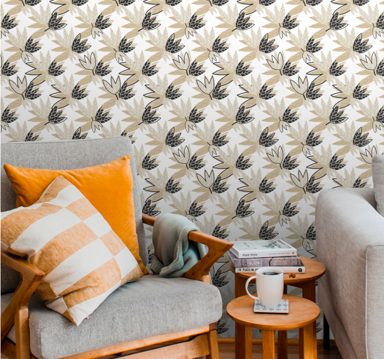 Vehreä kasvitieteellinen muotoilu lehtitapetti - Tenstickers