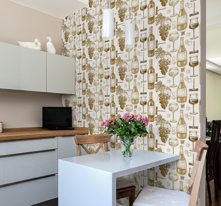 Viinipullot tapetti keittiöön - Tenstickers