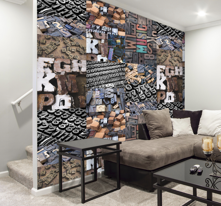 Vintage kirjaimet tapetti - Tenstickers