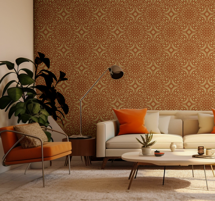 Vintage mandala elementtejä kukkatapetti - Tenstickers