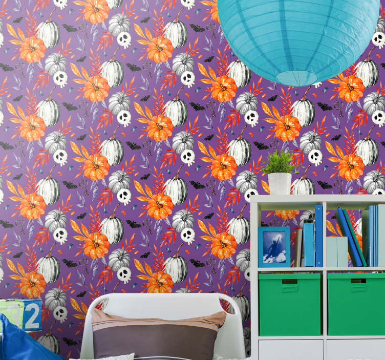 Violetti tausta kurpitsaa oranssi tapetti - Tenstickers