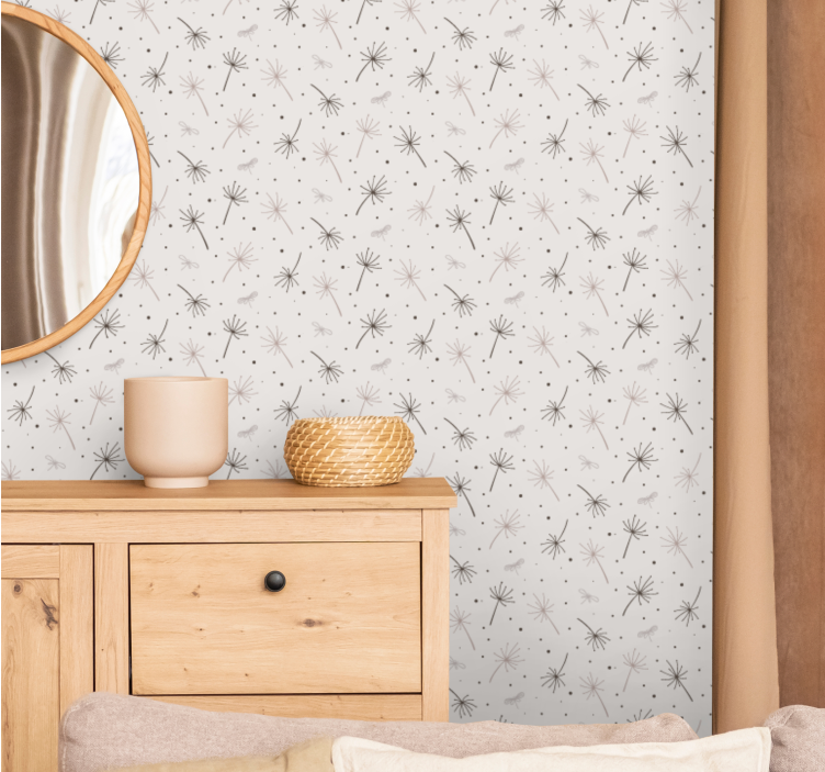 Harmaa voikukan inspiraatiota kukkatapetti - Tenstickers