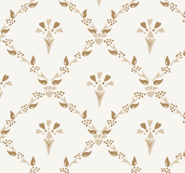 Kuusikulmainen kukkakuvioinen beige tapetti - Tenstickers