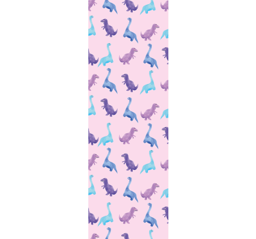 Vaaleanpunainen nursey kuvio dinosaurus tapetti - Tenstickers